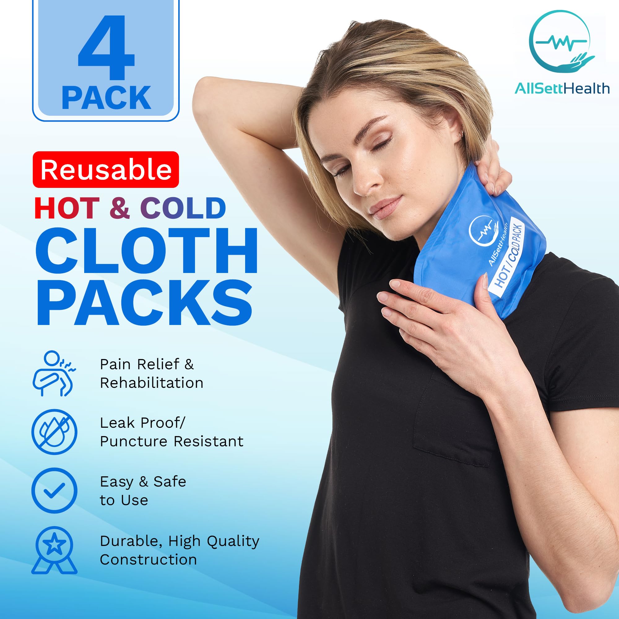 AllSett Health uso doble caliente y frio para alivio rápido