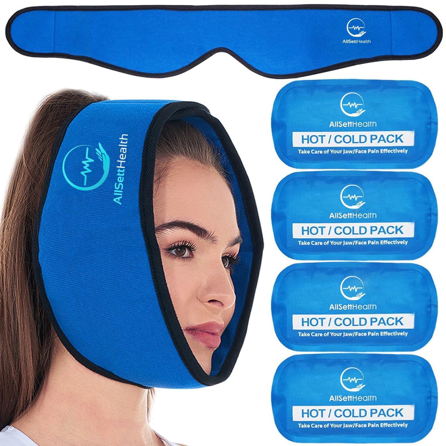 AllSett Health: ajuste de correa en envoltura facial para ajuste seguro