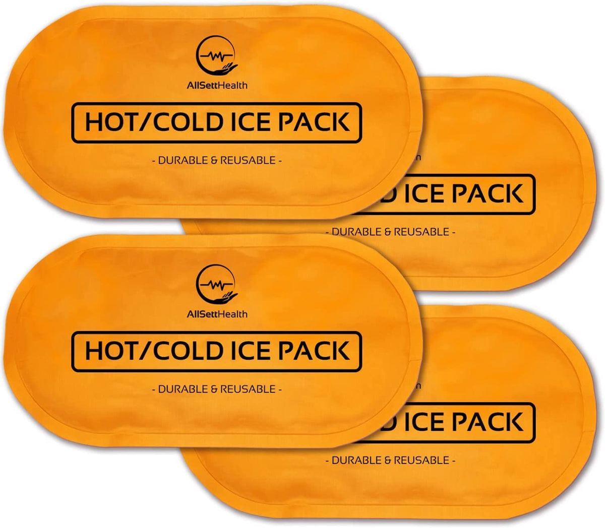 AllSett Health bolsas de gel frío/calor 4-pack naranja para lesiones leves
