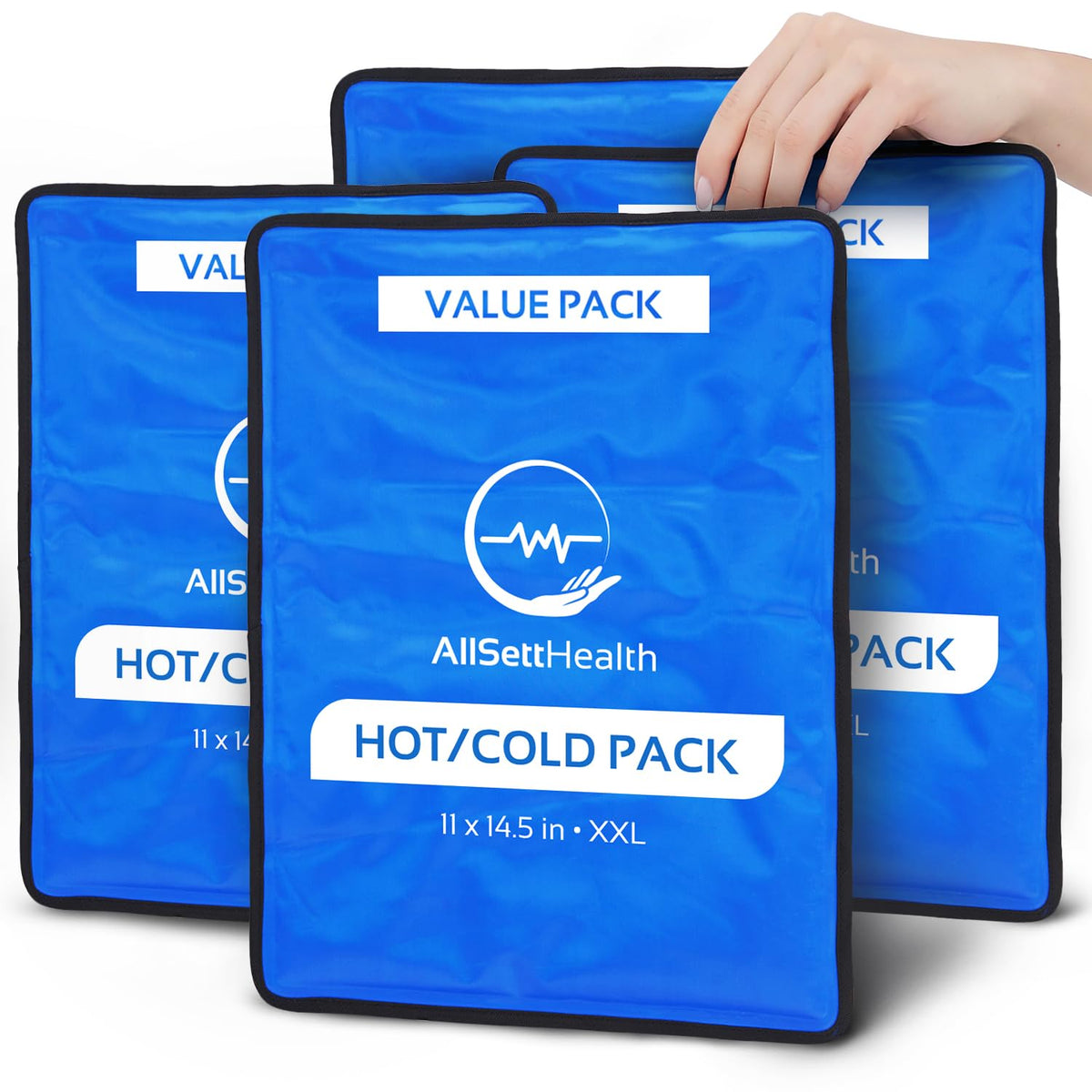 AllSett Health gel termico 11x14, vista frontal para alivio localizado.