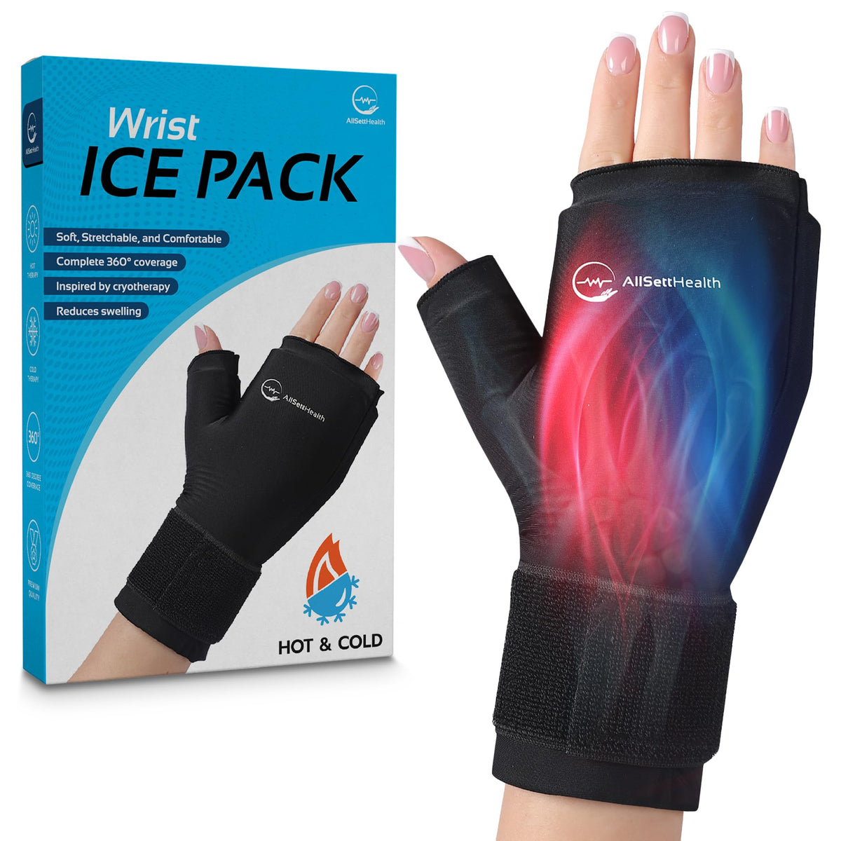 AllSett Health Muñeca compresa hielo pulgar: alivio localizado para pulgar y mano.