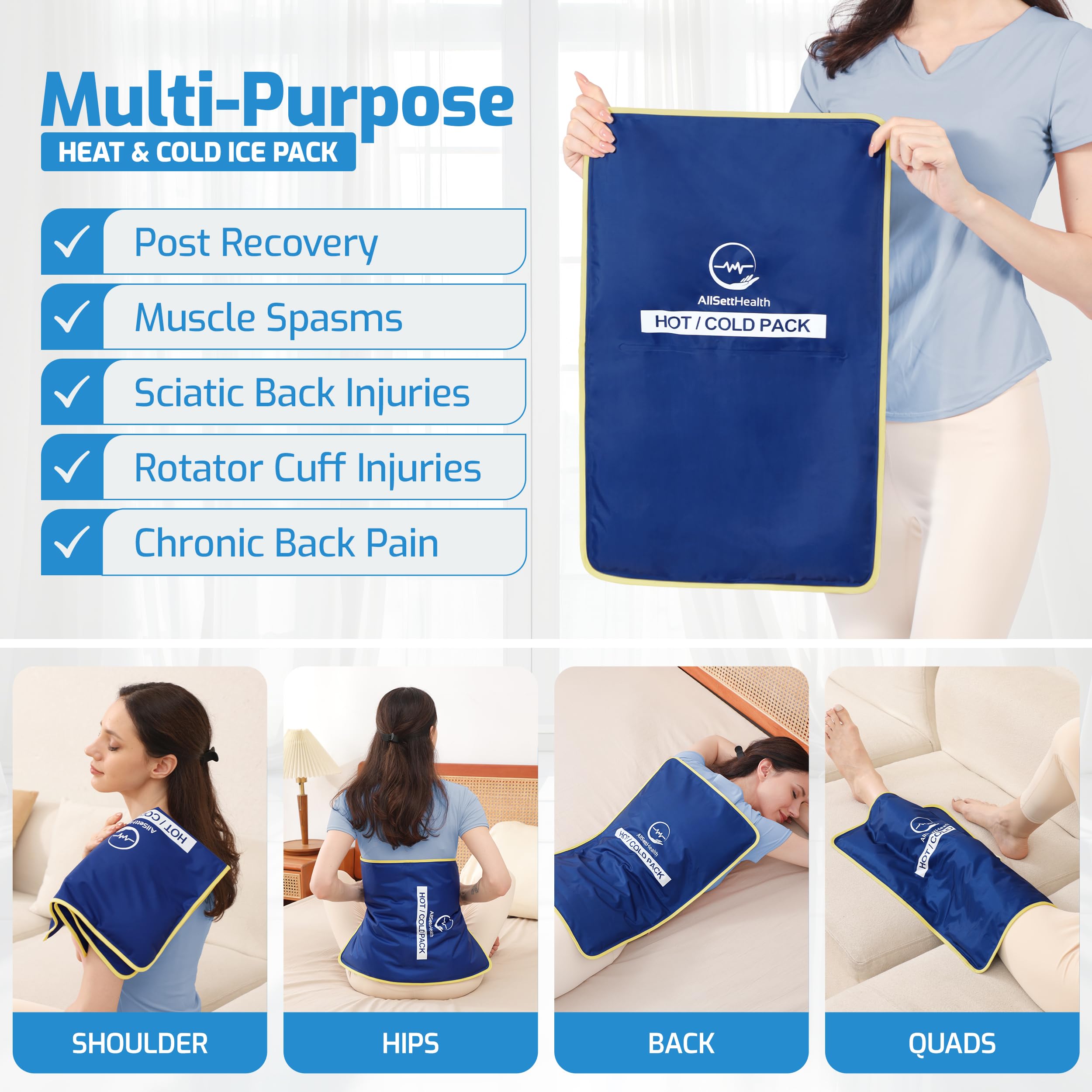 AllSett Health pack gel con diseño transpirable para uso prolongado.