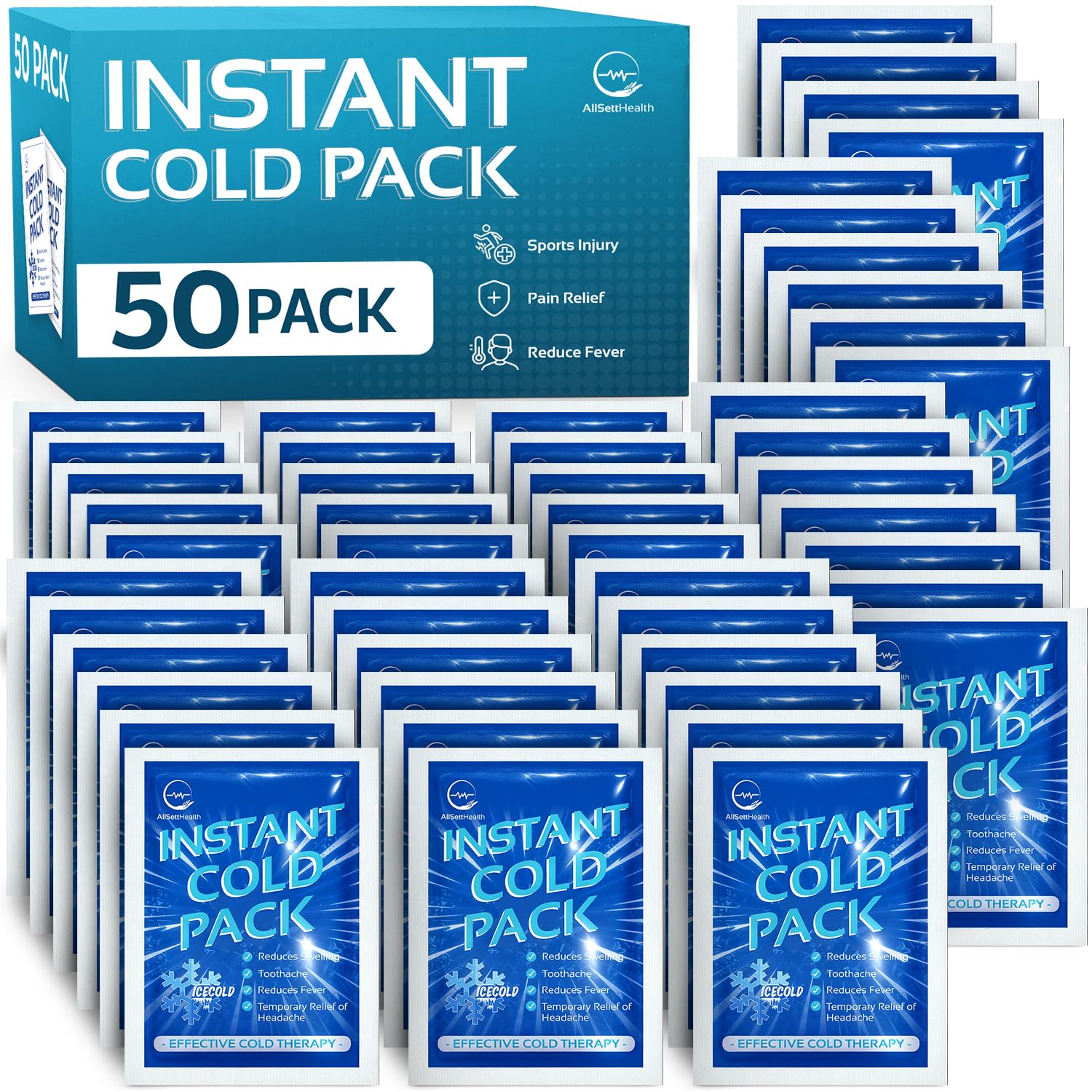 AllSett Health paqete-hielo instantáneo activado al exprimir para uso inmediato