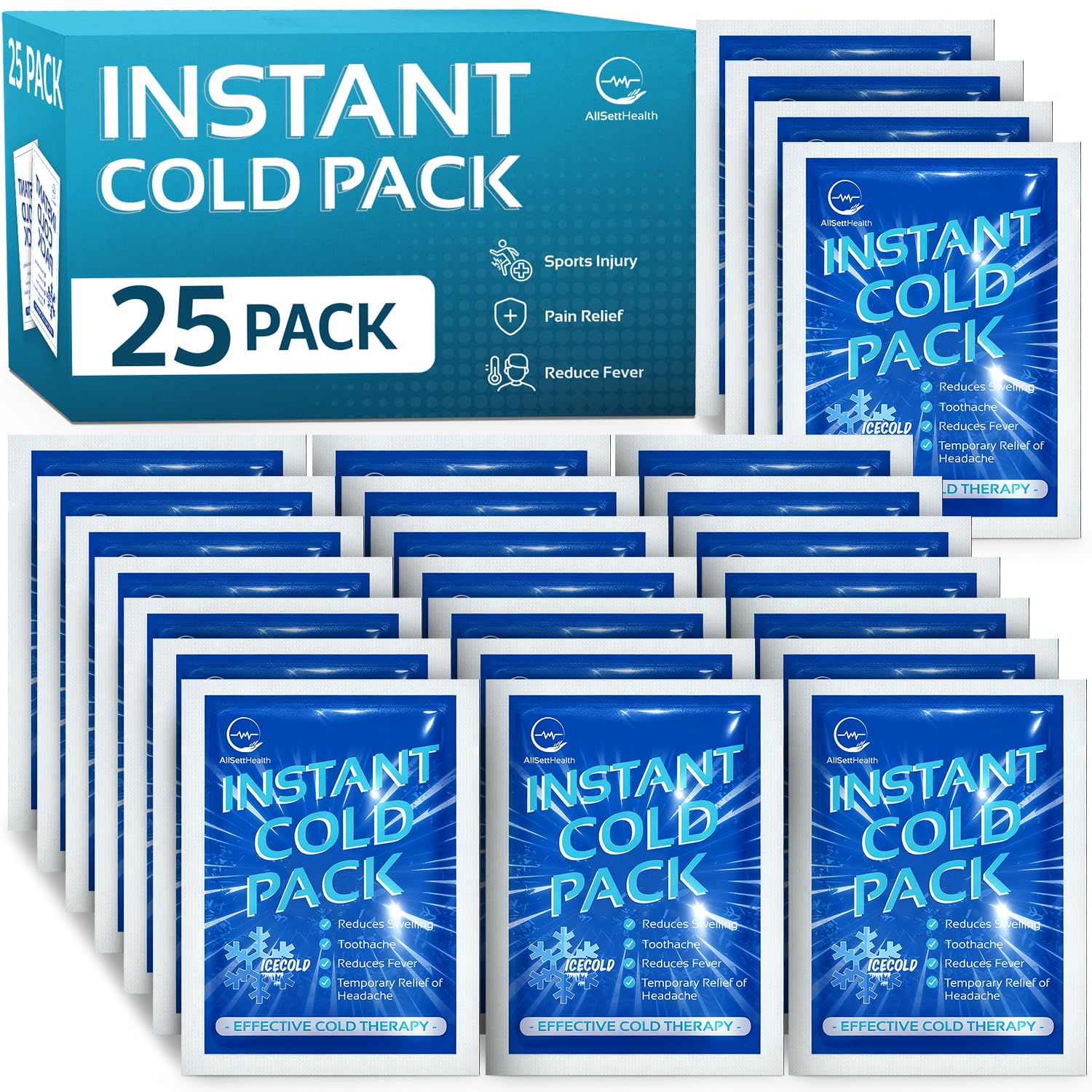 AllSett Health paquete hielo instantáneo uso individual alivio rápido