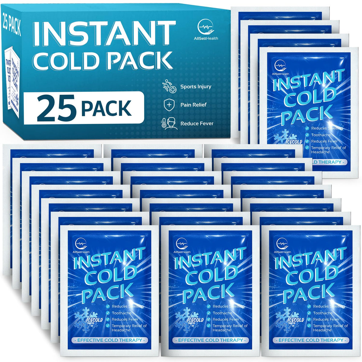 AllSett Health paquete hielo instantáneo uso individual alivio rápido