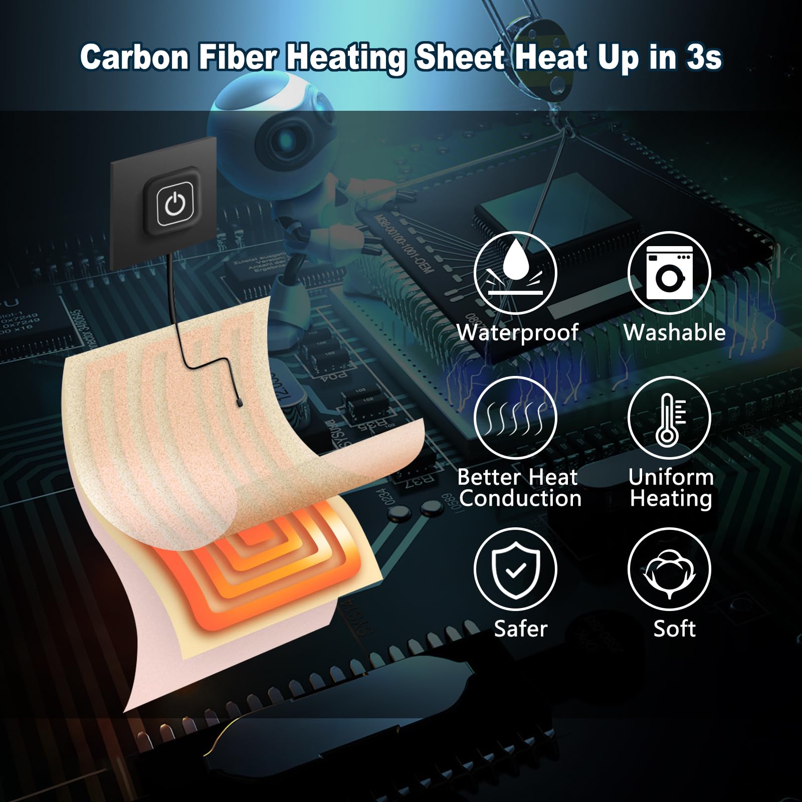 ALLTHWO control de temperatura con 3 niveles para ajustar el calor.