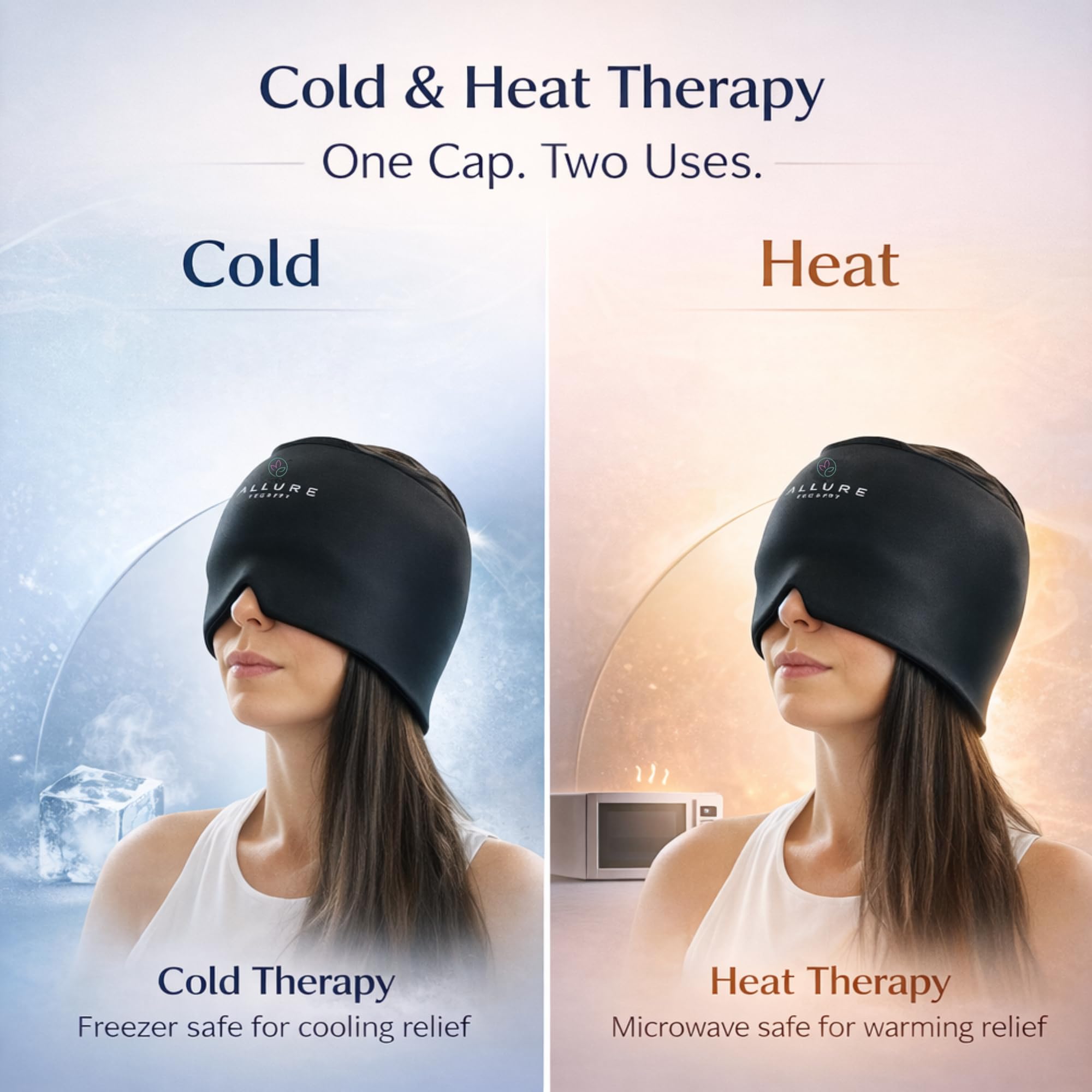 Allure Therapy Migraine Relief Cap núcleo de gel denso y tela transpirable