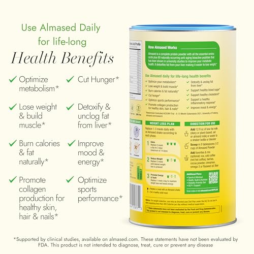 Almased cuchara medidora de proteína vainilla para porciones consistentes.