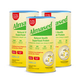 Almased vainilla envase 3-pack ideal para uso diario y conveniencia.