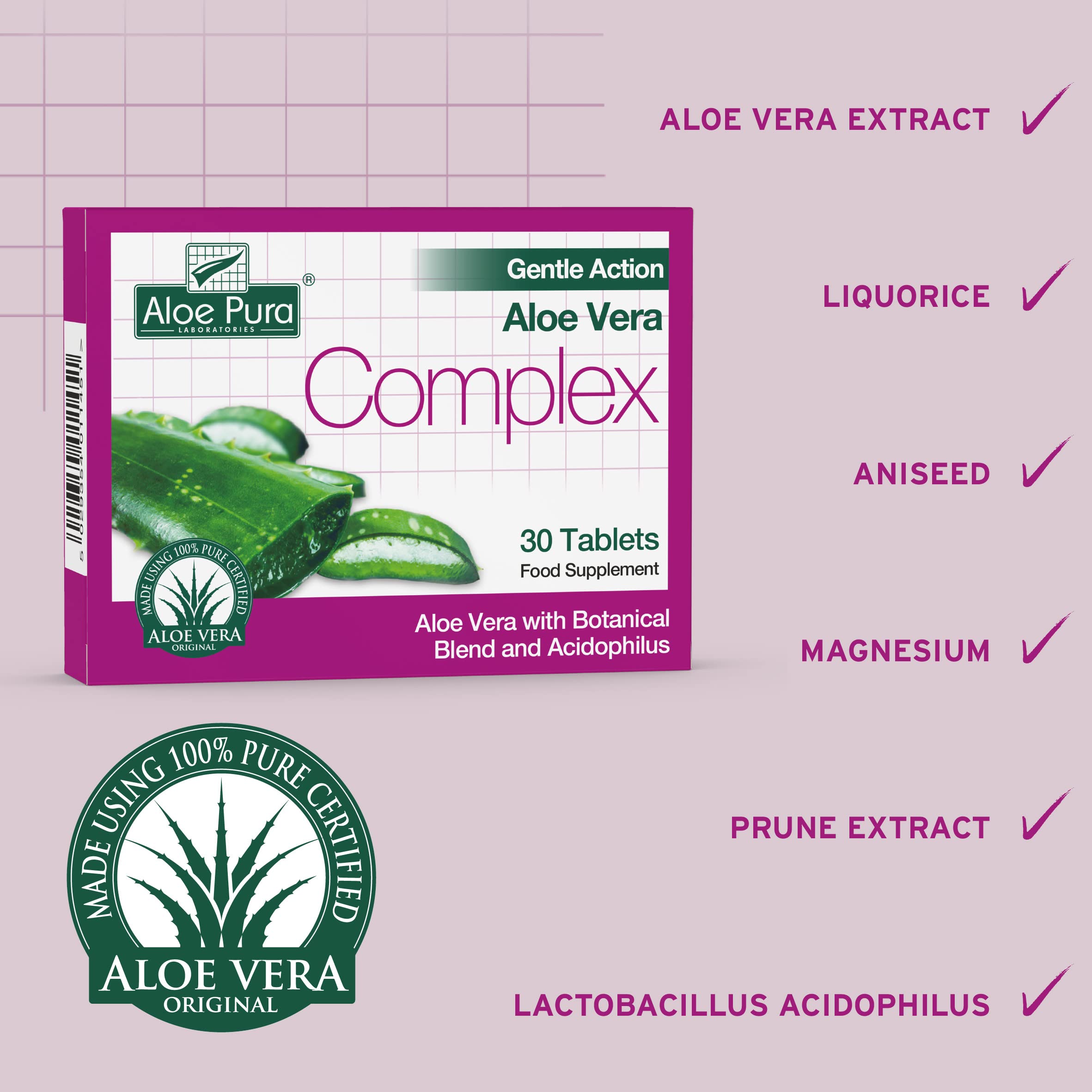 Aloe Pura Colax presentación de 30 tabletas