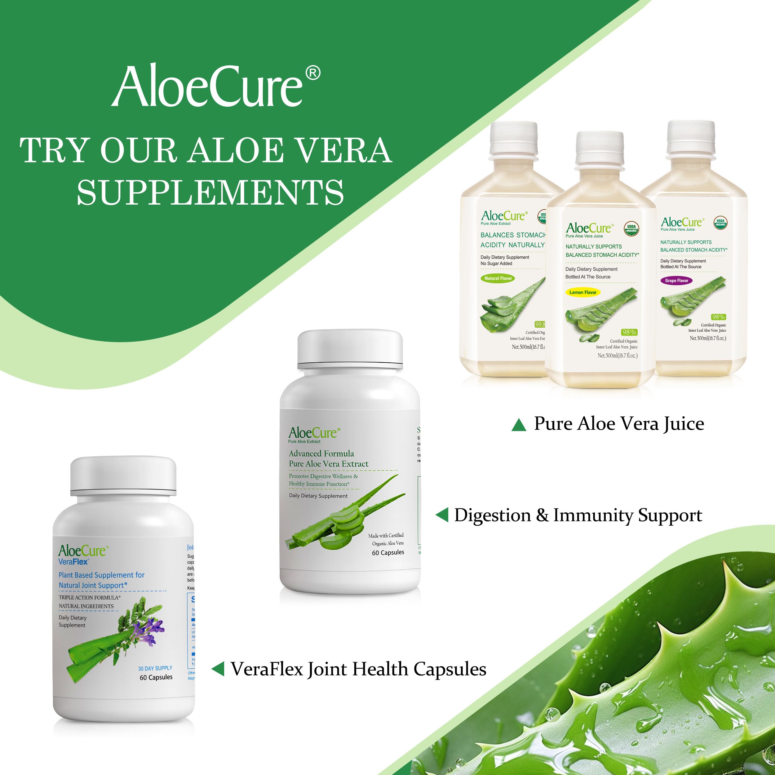 AloeCure jugo aloe limón sabor cítrico: experiencia refrescante en cada sorbo.