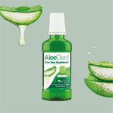 Etiqueta de Aloe Dent destaca aloe vera y fórmula natural.