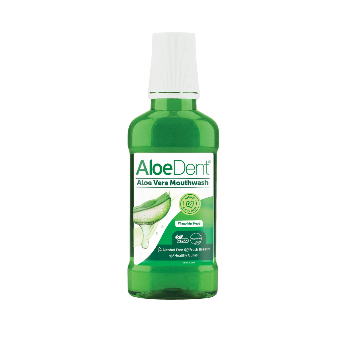 Aloe Dent enjuague bucal Aloe Vera 250 ml, botella, uso diario.