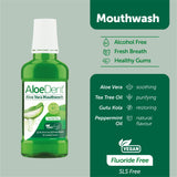 Aloe Dent con sabor a menta limpia para aliento diario.