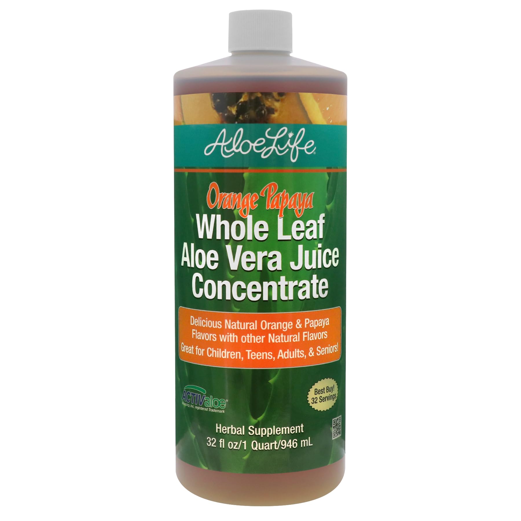 Aloe Life Jugo de hoja entera en botella, apoyo digestivo diario.