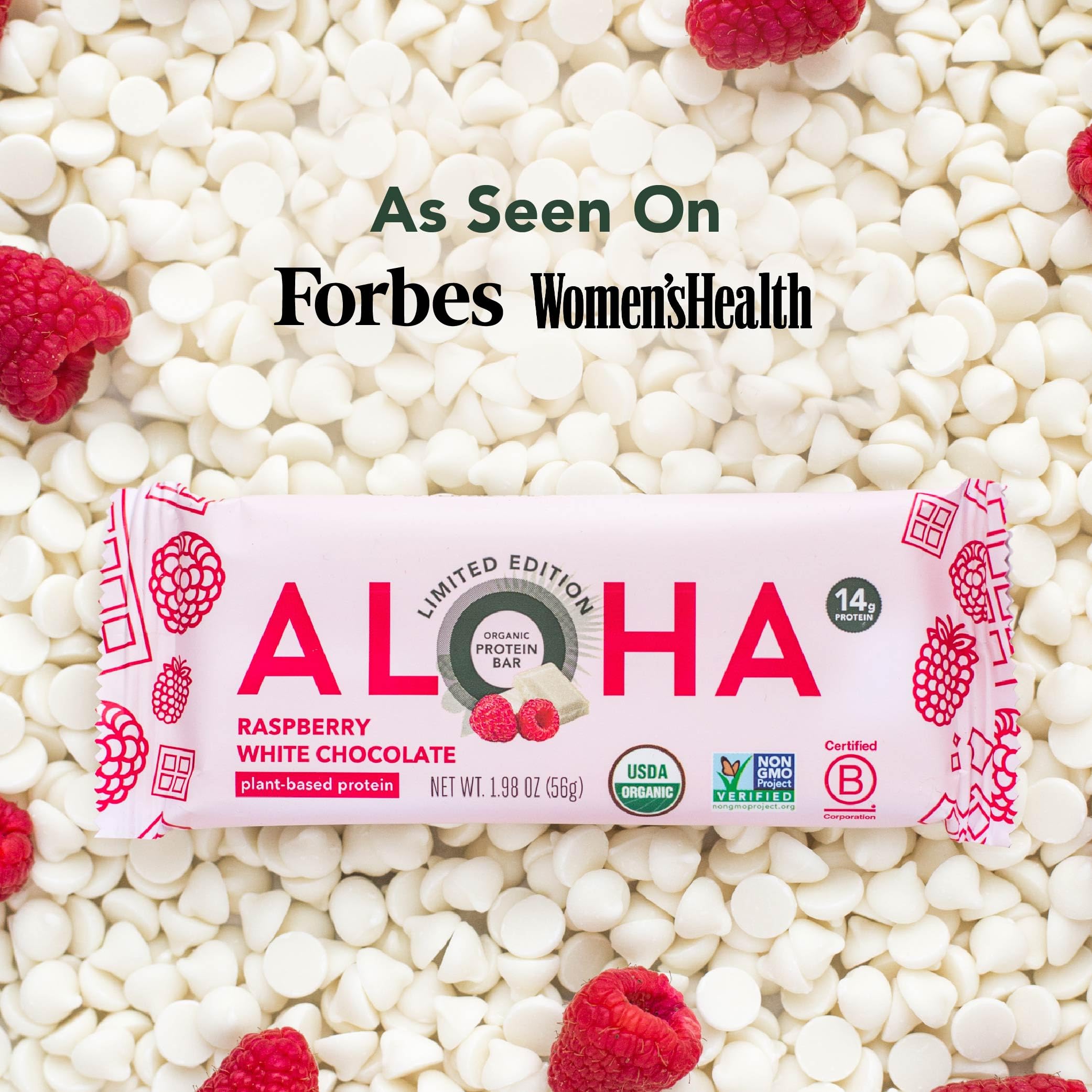 Barrita ALOHA sin endulzantes artificiales, opción limpia para snacks.