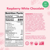 Barrita ALOHA proteica orgánica de frambuesa con chocolate blanco, envase práctico para llevar.