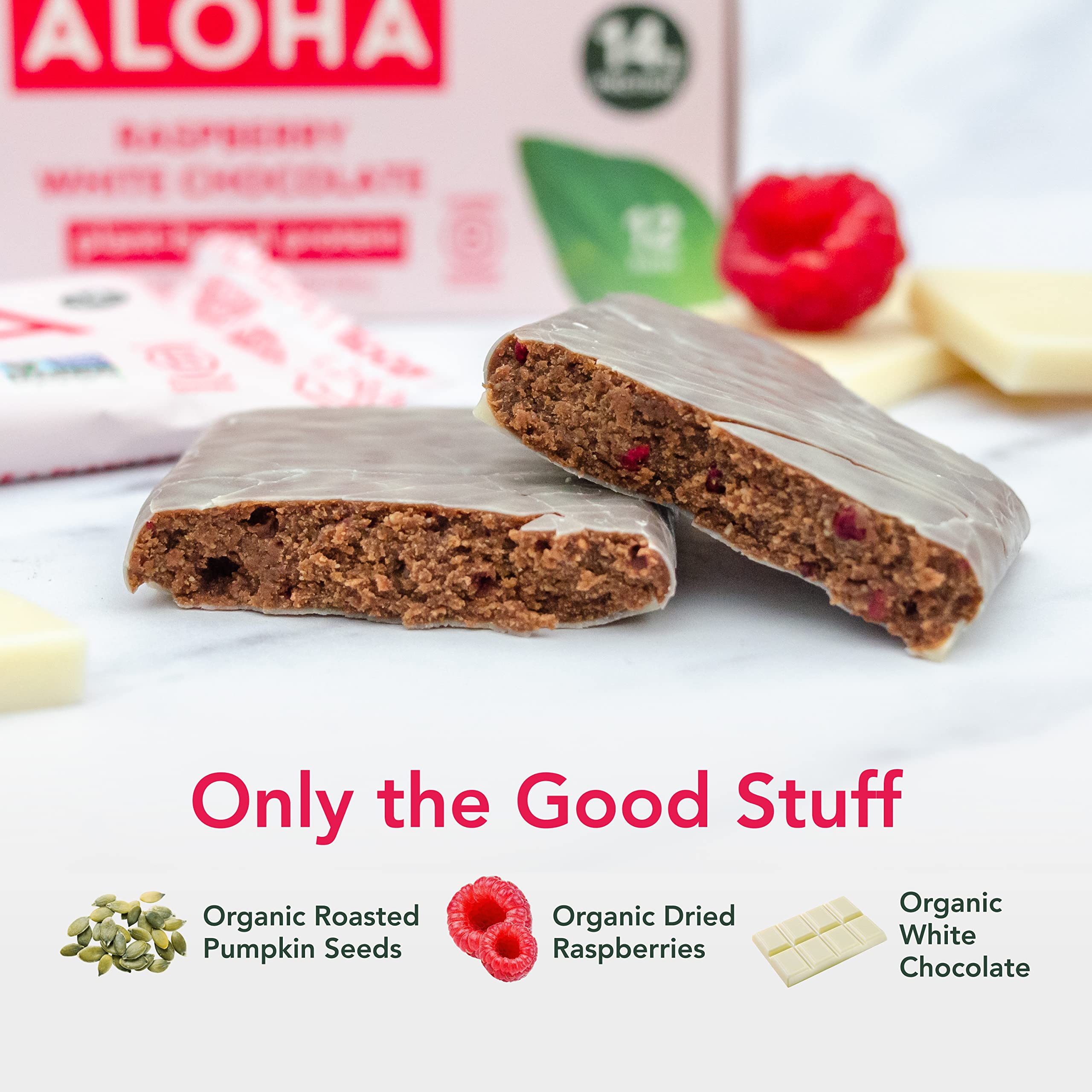 Porción de 1.98 oz de ALOHA, perfecta para recargar entre entrenos.