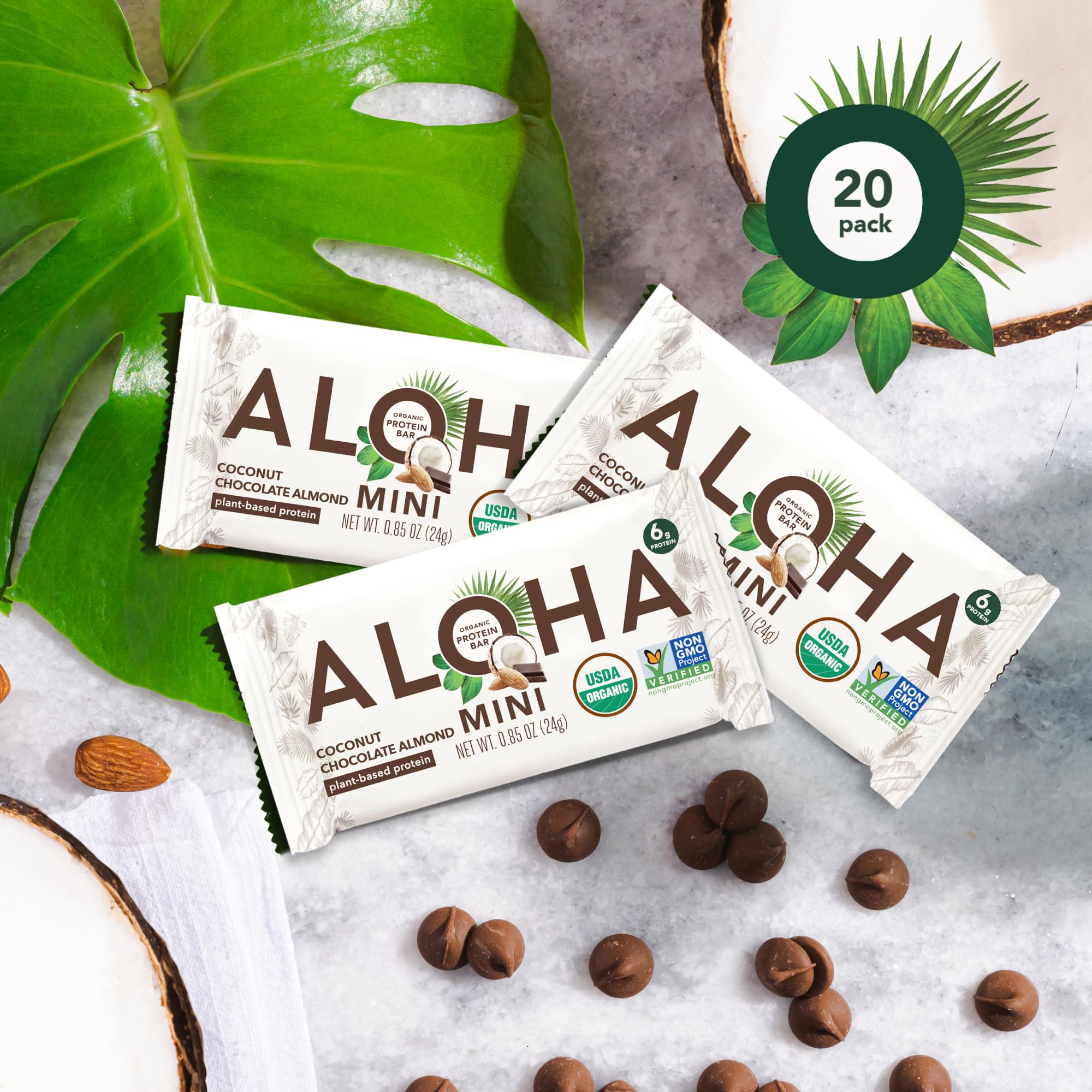Barra ALOHA Minis en la mano, snack vegano para recargar