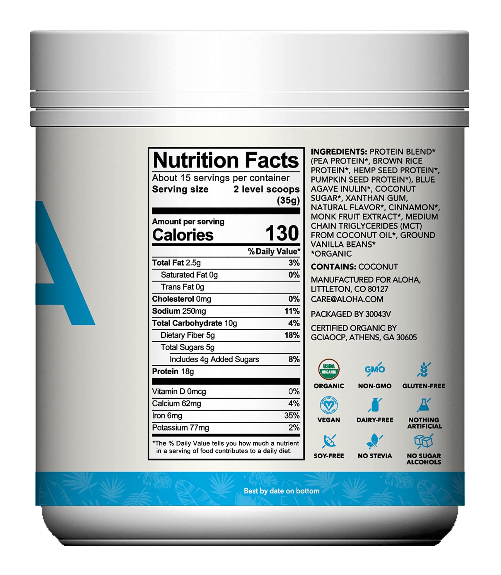 ALOHA proteína vainilla: mezcla fácil para batidos matutinos sin esfuerzo.