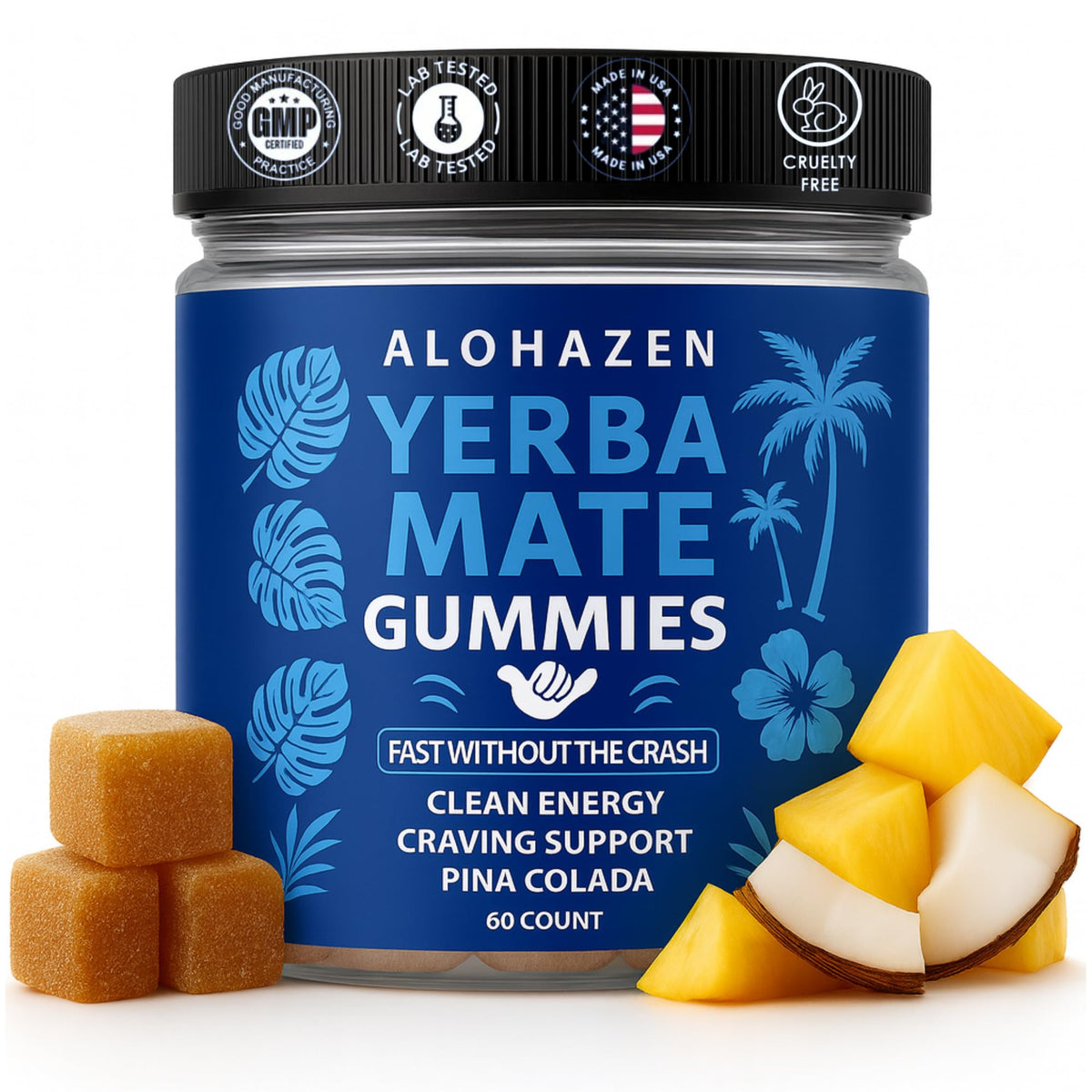 Gomitas AlohaZen yerba mate en botella, energía limpia para tu rutina diaria.