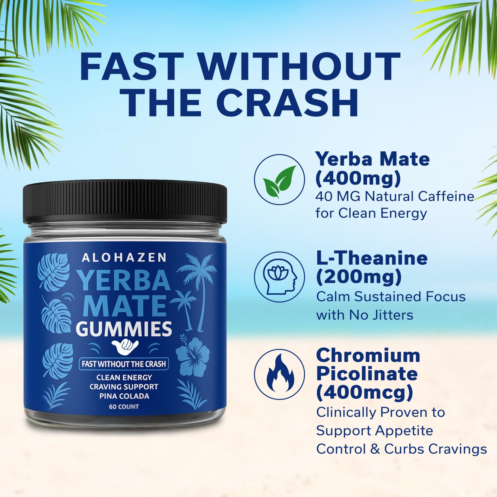 Gomitas AlohaZen yerba mate sabor Piña Colada, experiencia tropical en cada bocado.