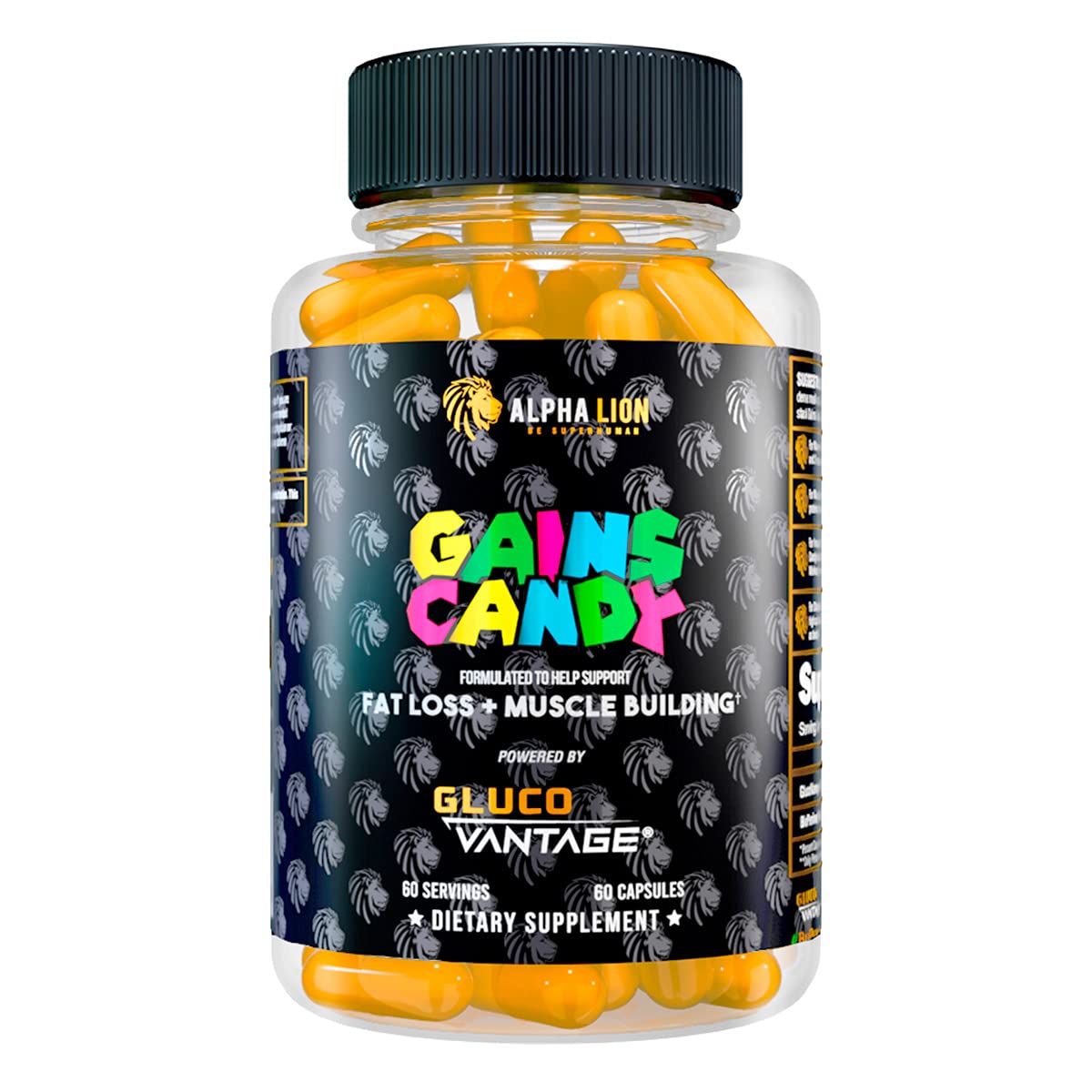 ALPHA LION Gains Candy: botella con cápsulas para apoyar la energía y el rendimiento