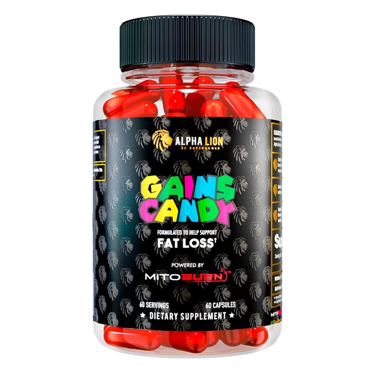 ALPHA LION Gains Candy con MitoBurn en bote para energía diaria