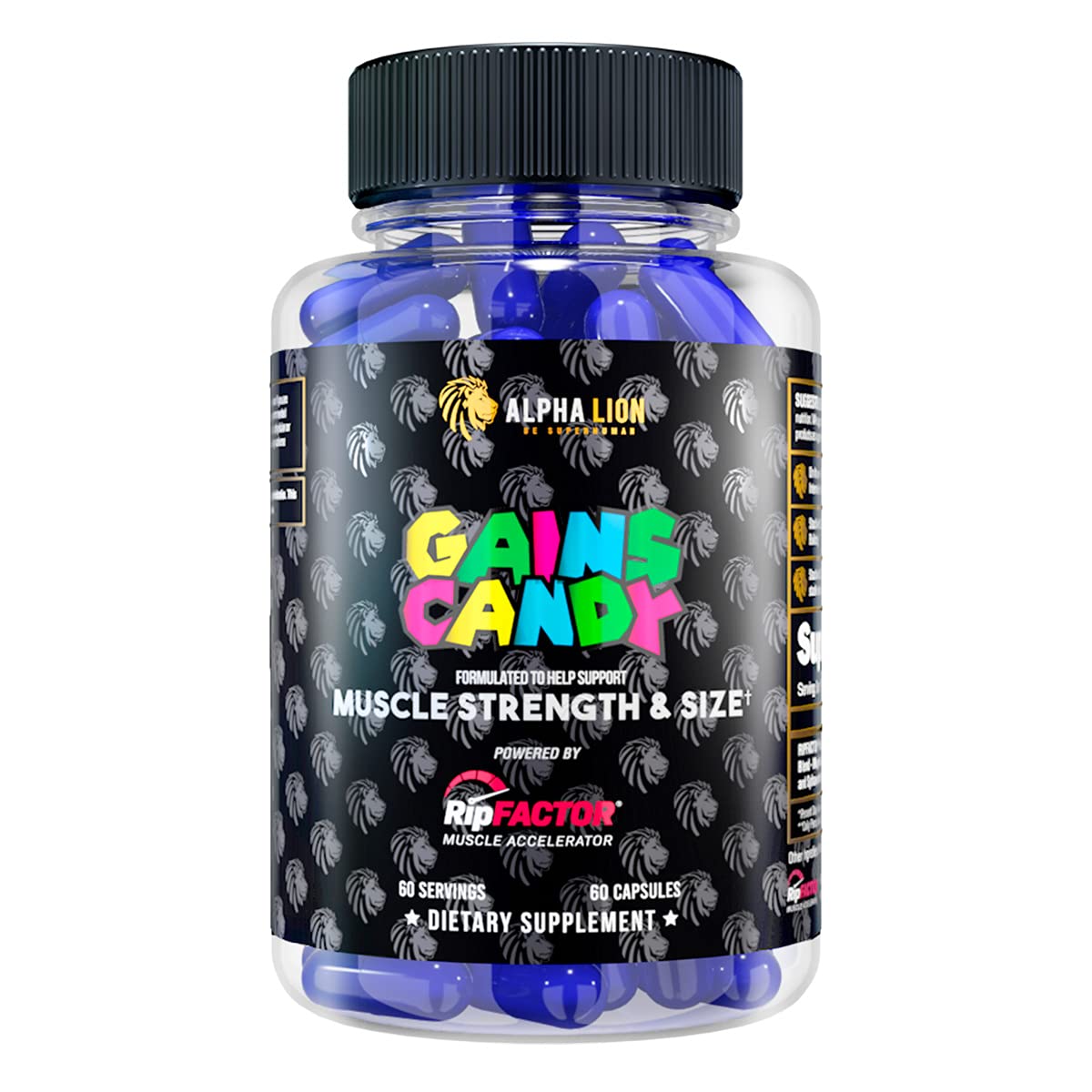 ALPHA LION Gains Candy RipFACTOR en cápsulas para energía y rendimiento muscular.