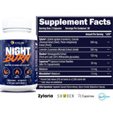 ALPHA LION Night Burn detalle de la caja con datos nutricionales.