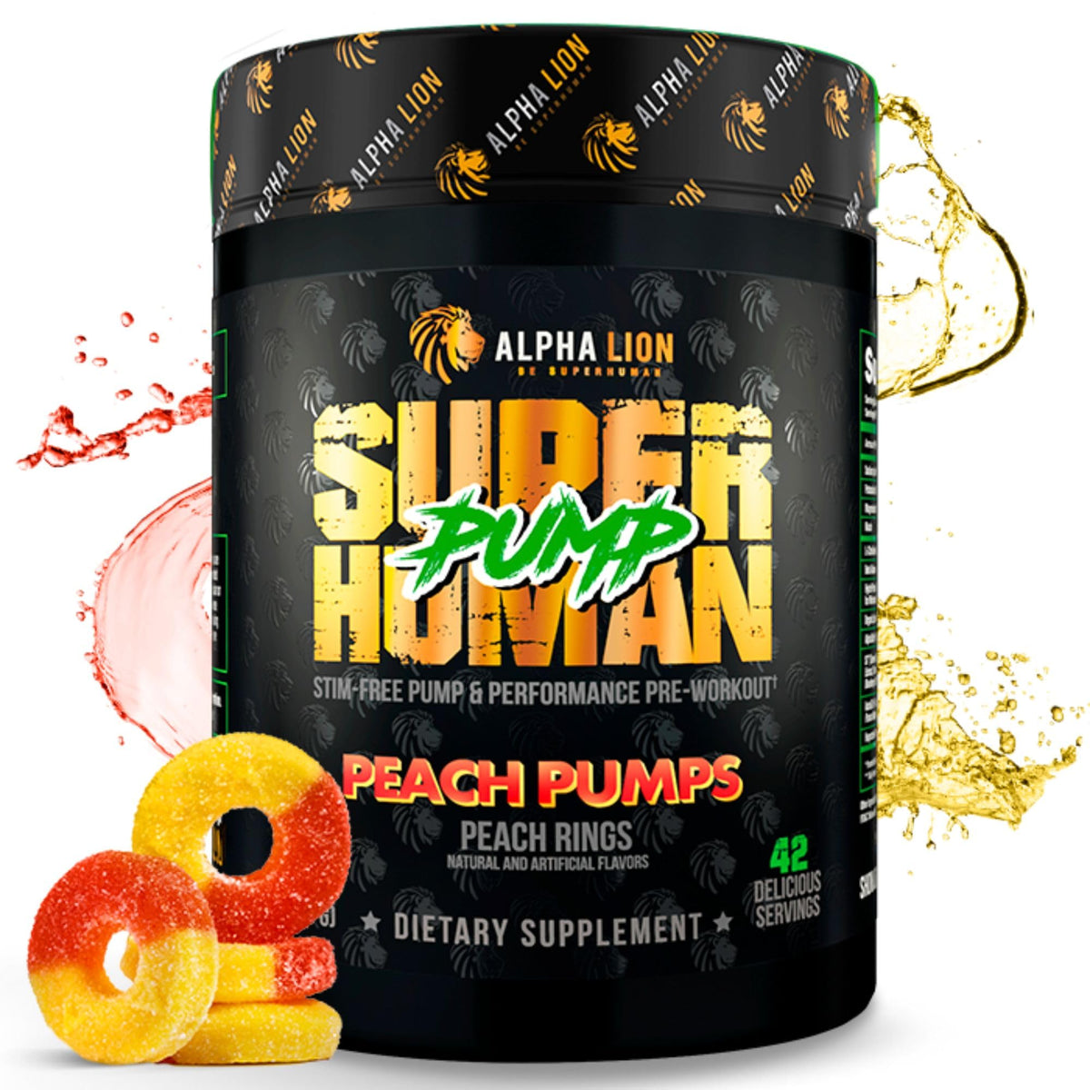 ALPHA LION Pump Pre Workout envase compacto para entrenamientos consistentes.