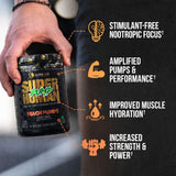 ALPHA LION Pump Pre Workout textura polvo para mezcla suave.