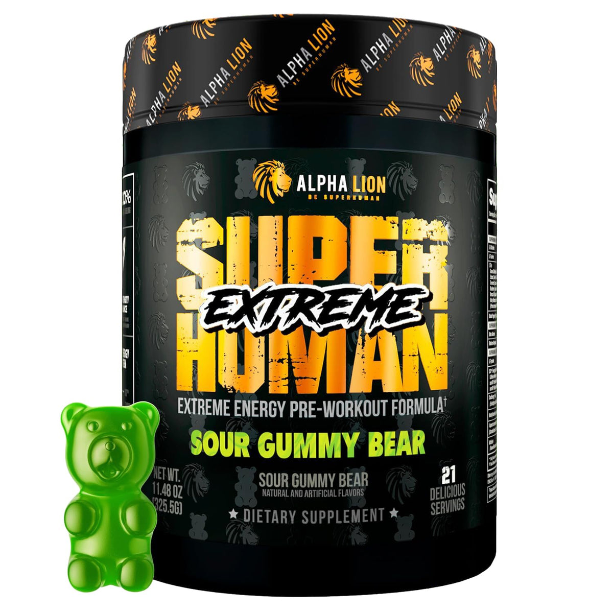 ALPHA LION Superhuman Extreme envase transparente con etiqueta de ingredientes clara para confianza