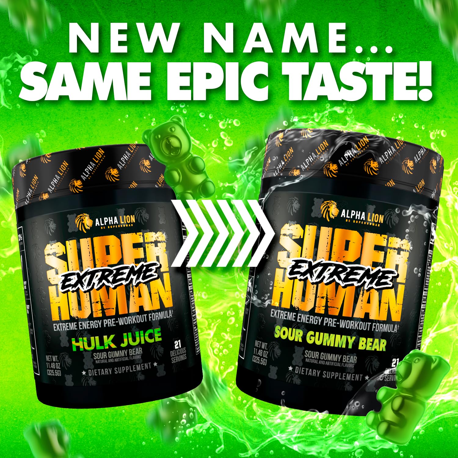 ALPHA LION Superhuman Extreme sabor Sour Gummy Bear para una experiencia agradable