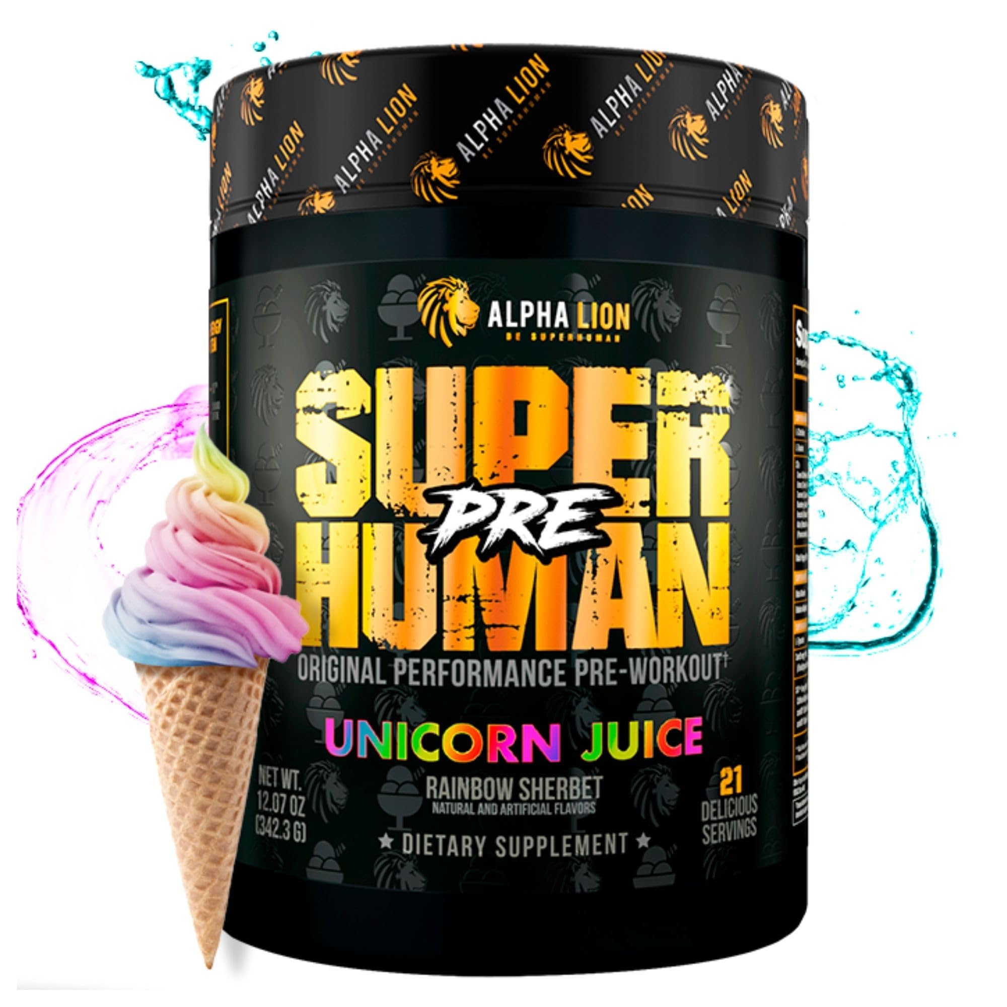 ALPHA LION Superhuman Pre Workout: bote para energía sostenida en entrenamientos