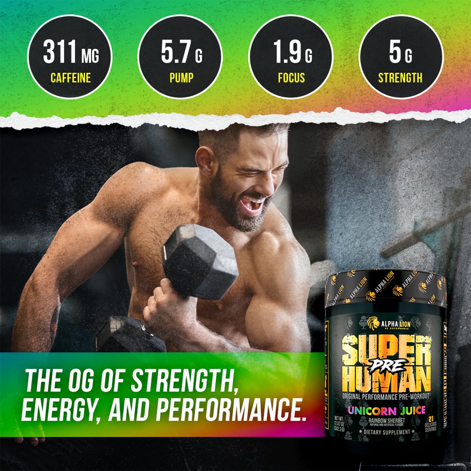 ALPHA LION Superhuman Pre Workout: cucharada medidora para dosificar correctamente