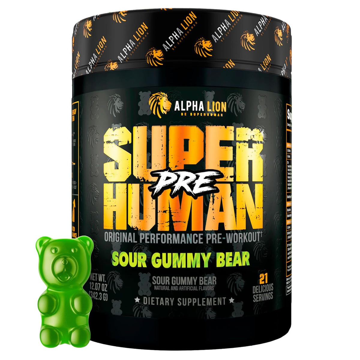 ALPHA LION Superhuman pre-workout powder front view for energy and focus potential