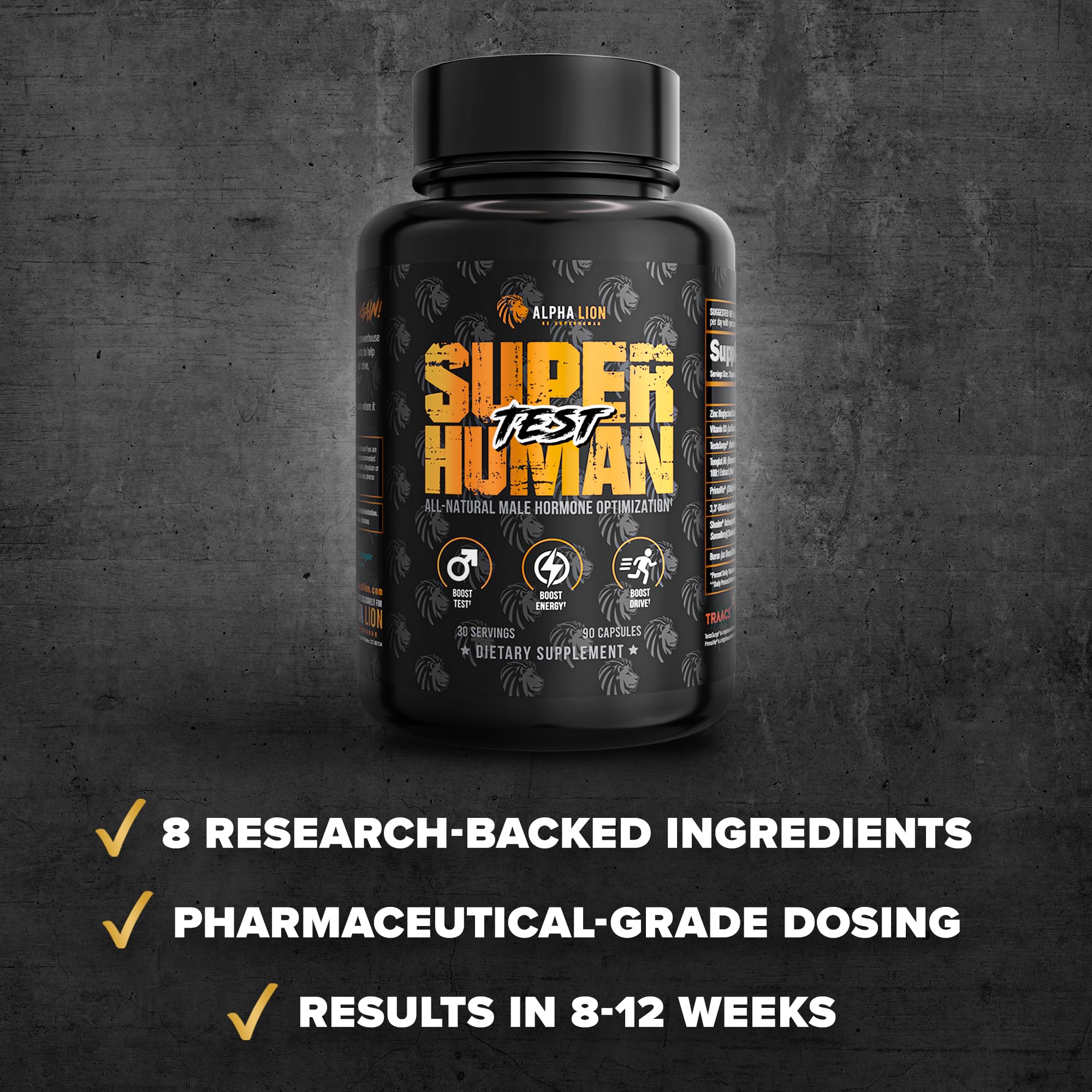 ALPHA LION Superhuman Test dosis diaria fácil de medir para consistencia