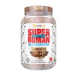 ALPHA LION Superhuman Whey, vaso con batido sabor cacao suave para recuperación