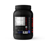 Envase de Alpha Nutrition Labs, chocolate, fácil de almacenar y transportar.