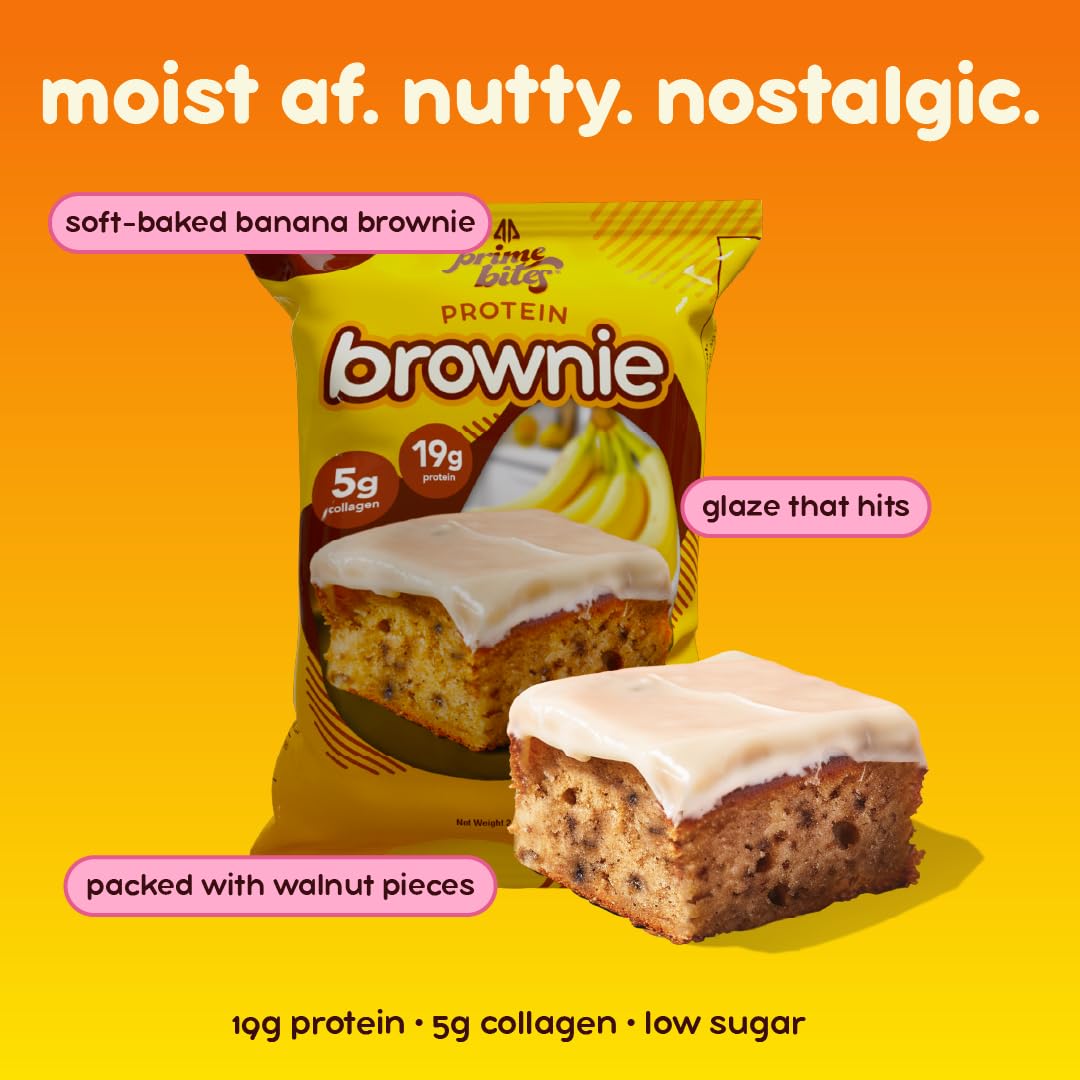 5 g de colágeno en Alpha Prime Prime Bites Brownie Banana Nut: complemento sabroso diario.