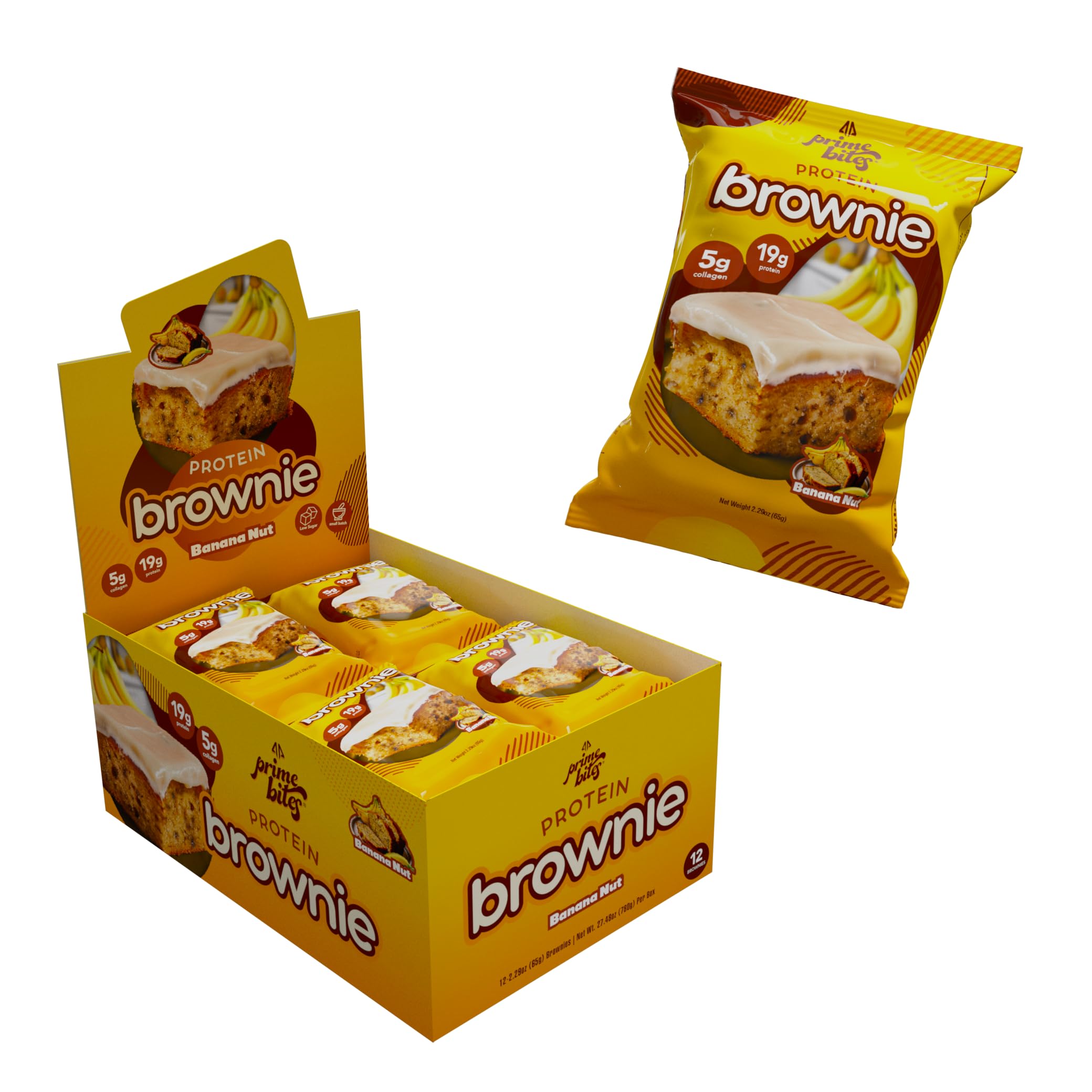 Alpha Prime Prime Bites Brownie Banana Nut: empaque práctico para snack en cualquier momento.