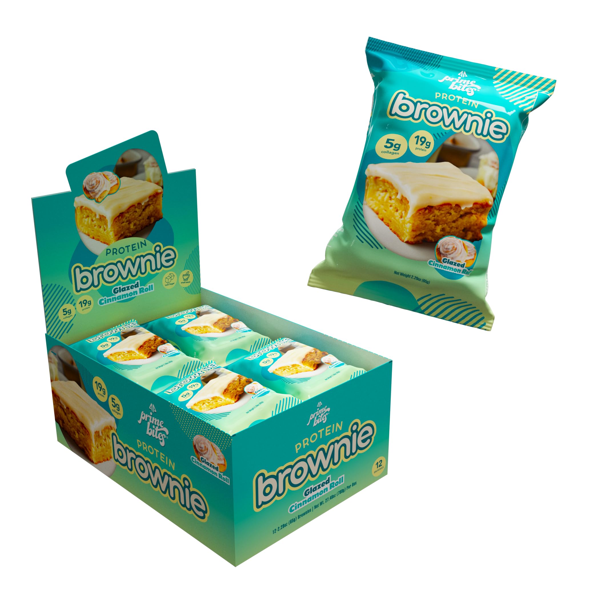 Alpha Prime Prime Bites brownie glaseado canela, snack proteico rápido para entrenar.