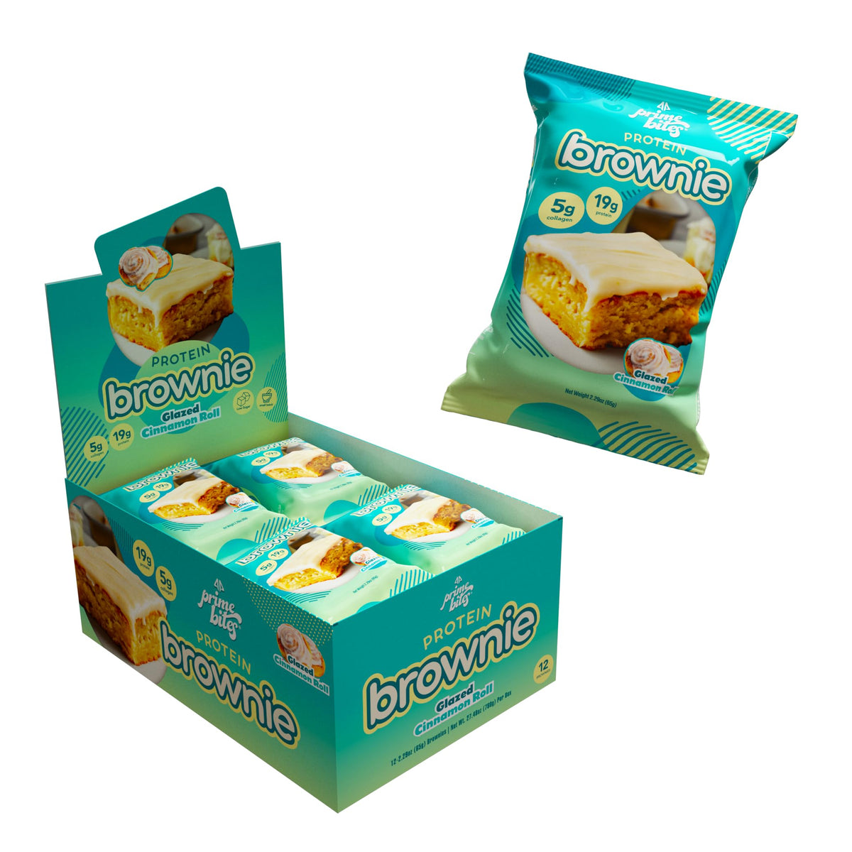 Alpha Prime Prime Bites brownie glaseado canela, snack proteico rápido para entrenar.