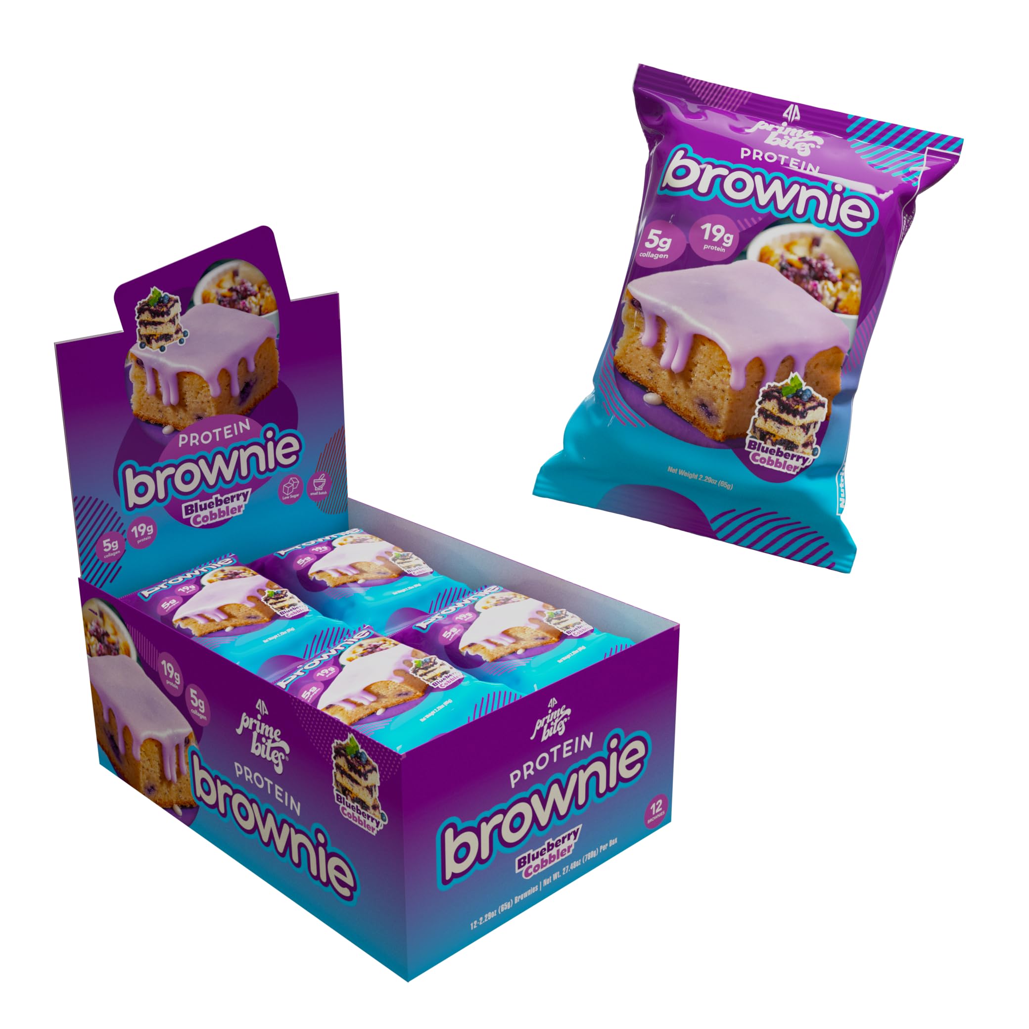 Prime Bites brownie proteico chocolate, primer plano, delicioso y rico en proteína.
