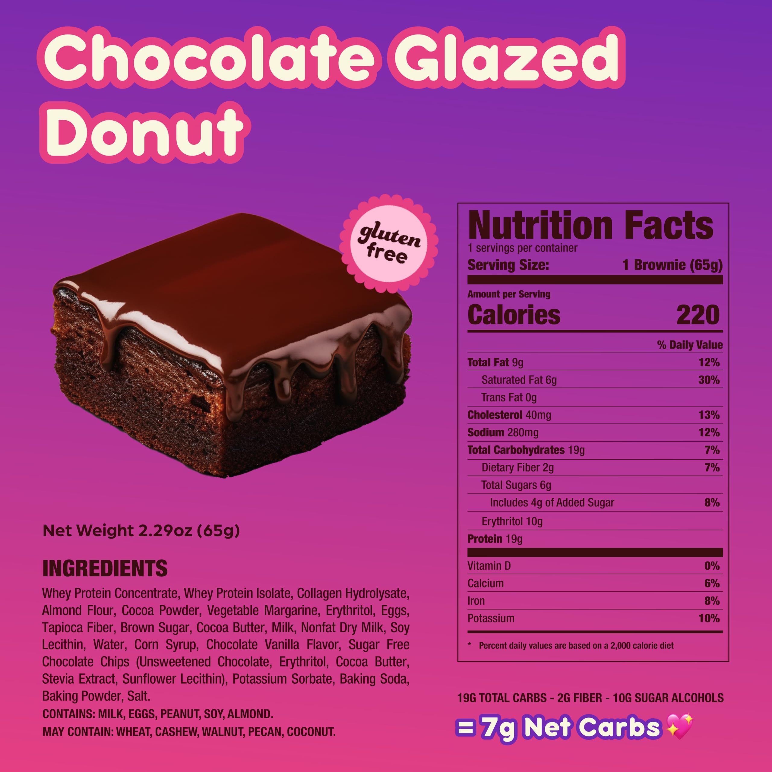 Prime Bites donut chocolate glaseado: sin gluten y bajo en azúcar.