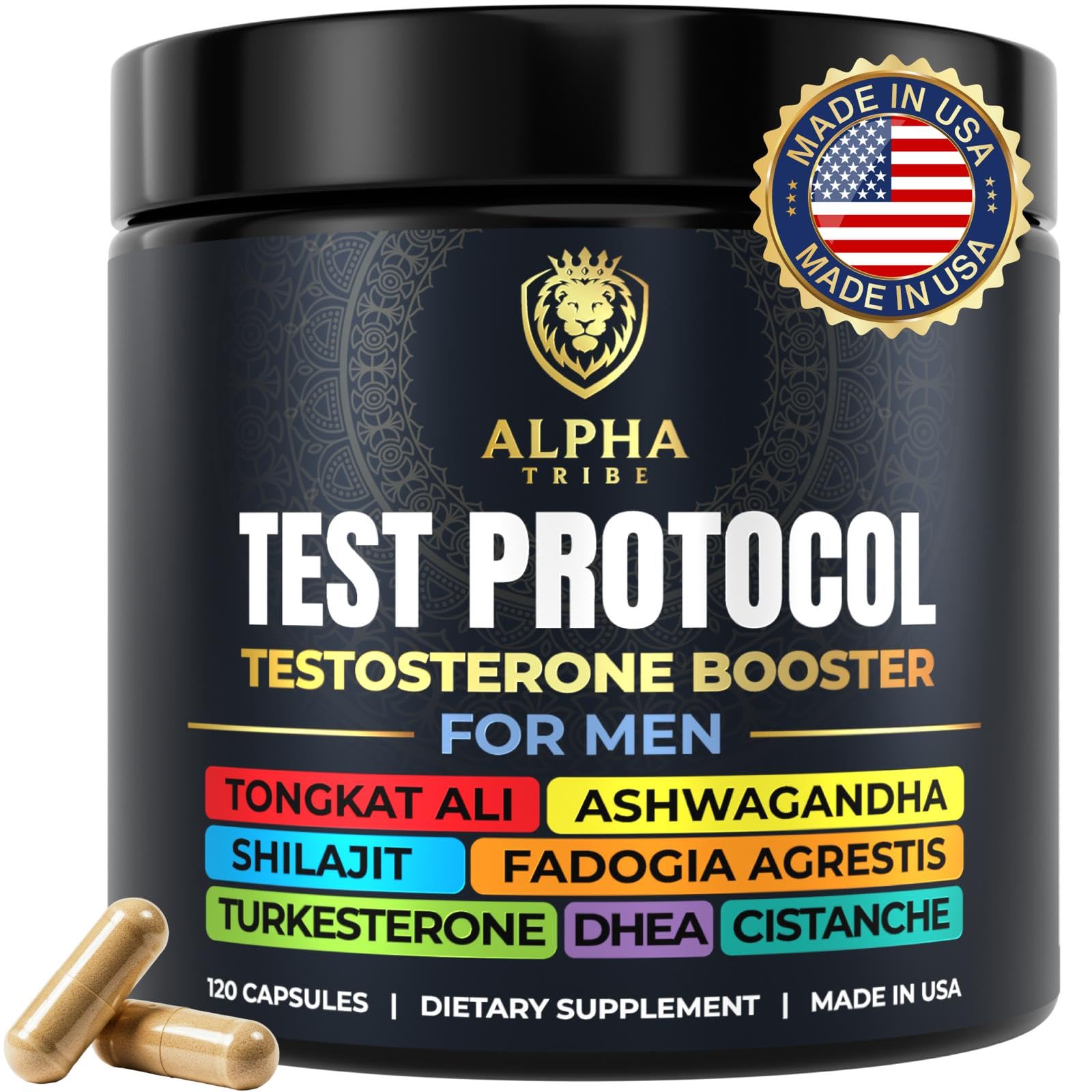 Botella de Alpha Tribe Protocolo Prueba lista para apoyar vitalidad masculina de forma natural