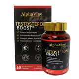 ALPHAVINE Potenciador de Testosterona, botella frontal para energía diaria.