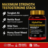ALPHAVINE Potenciador de Testosterona, caja del producto lista para compra.