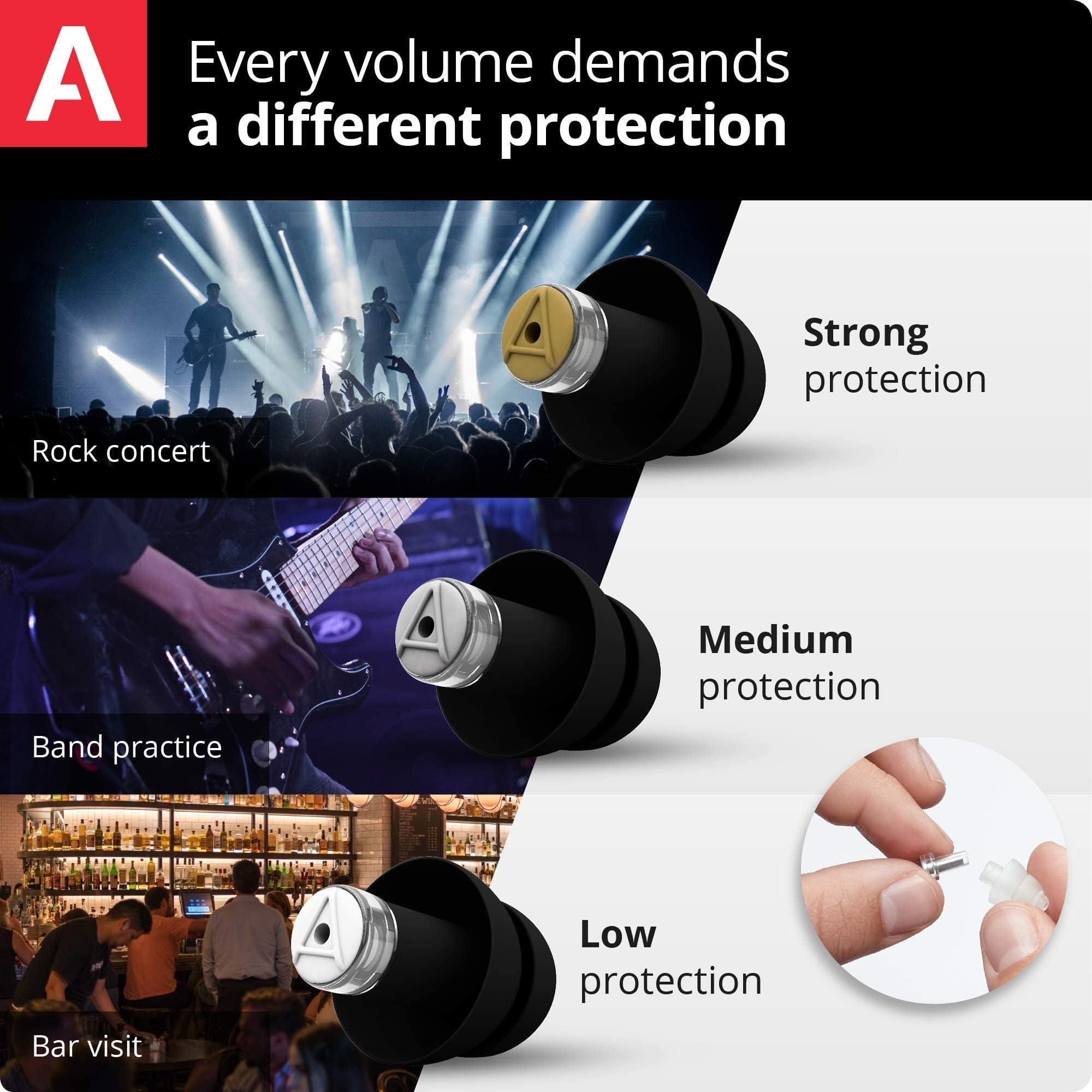 Filtro de 16 dB de Alpine MusicSafe Pro para entornos moderados.